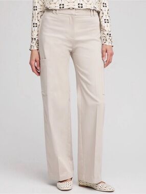 Chico's Straight-Leg Cargo Pants in Light Taupe, NWOT (14-16; Chicos 2.5)